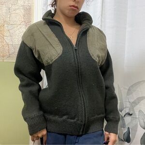 Black Jacket with Olive Quilted Panels